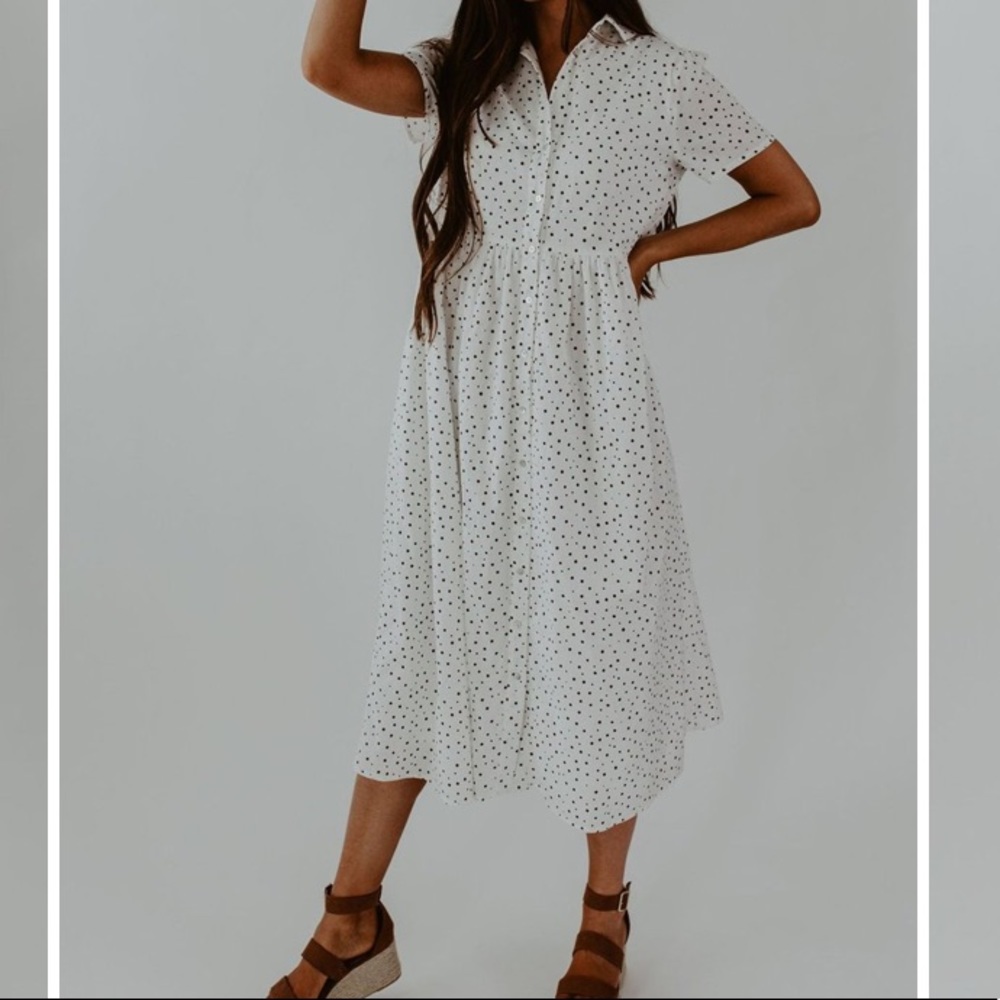 Dark brown and white spotted shirt dress